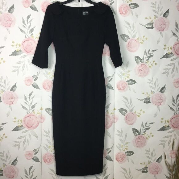 Mary Crafts Black Hourglass Dress womens XS 0 Business Cosplay Collared Neck - Picture 2 of 11